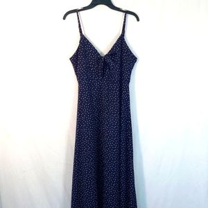 Navy Blue White Polka Dot Maxi Dress Size Medium